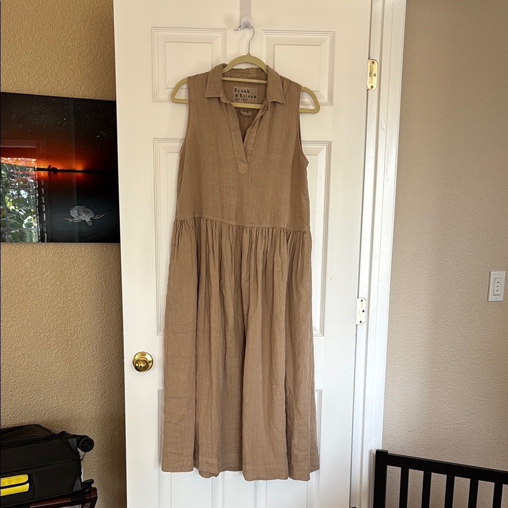 Frank & Eileen Tan Pleated Wrap Sundress